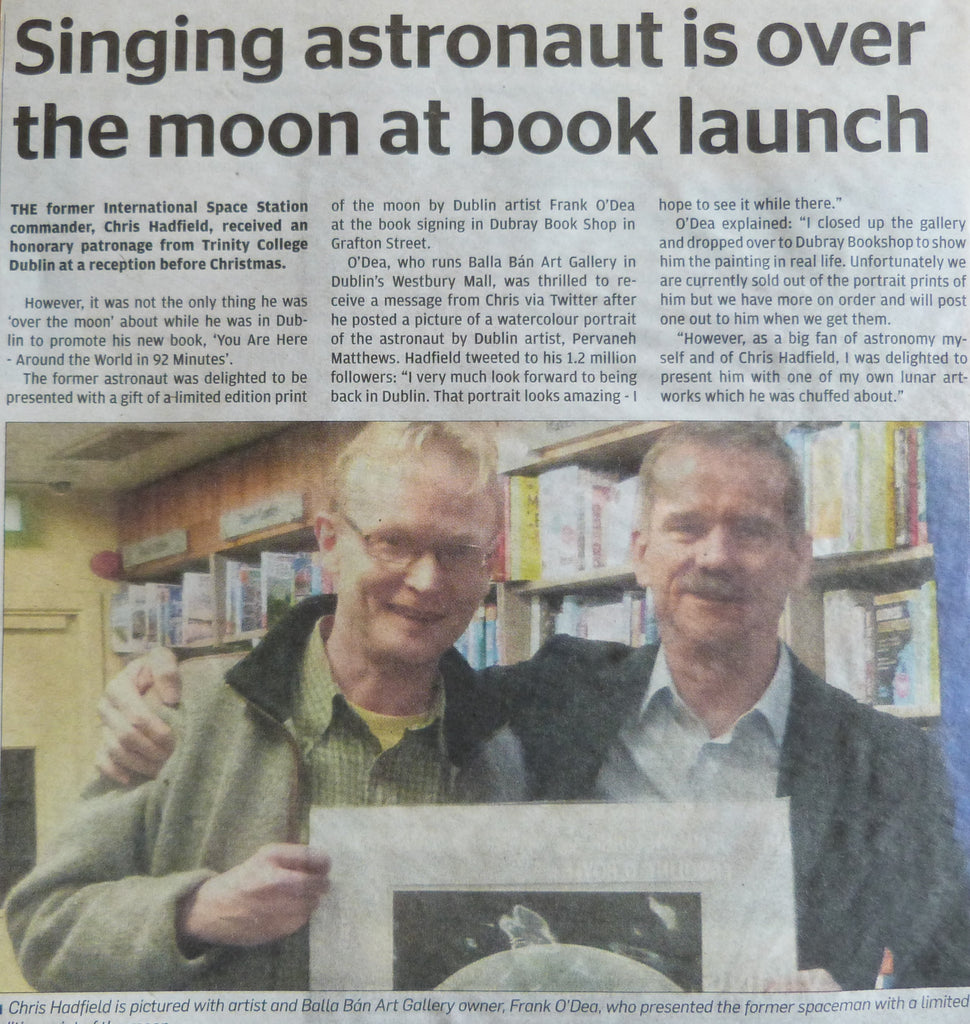 2014: Singing astronaut is over the moon at book launch. Northside People. June 2014