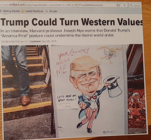 2016: "TRUMP COULD TURN WESTERN VALUES". Huffington Post 12th August, 2016.
