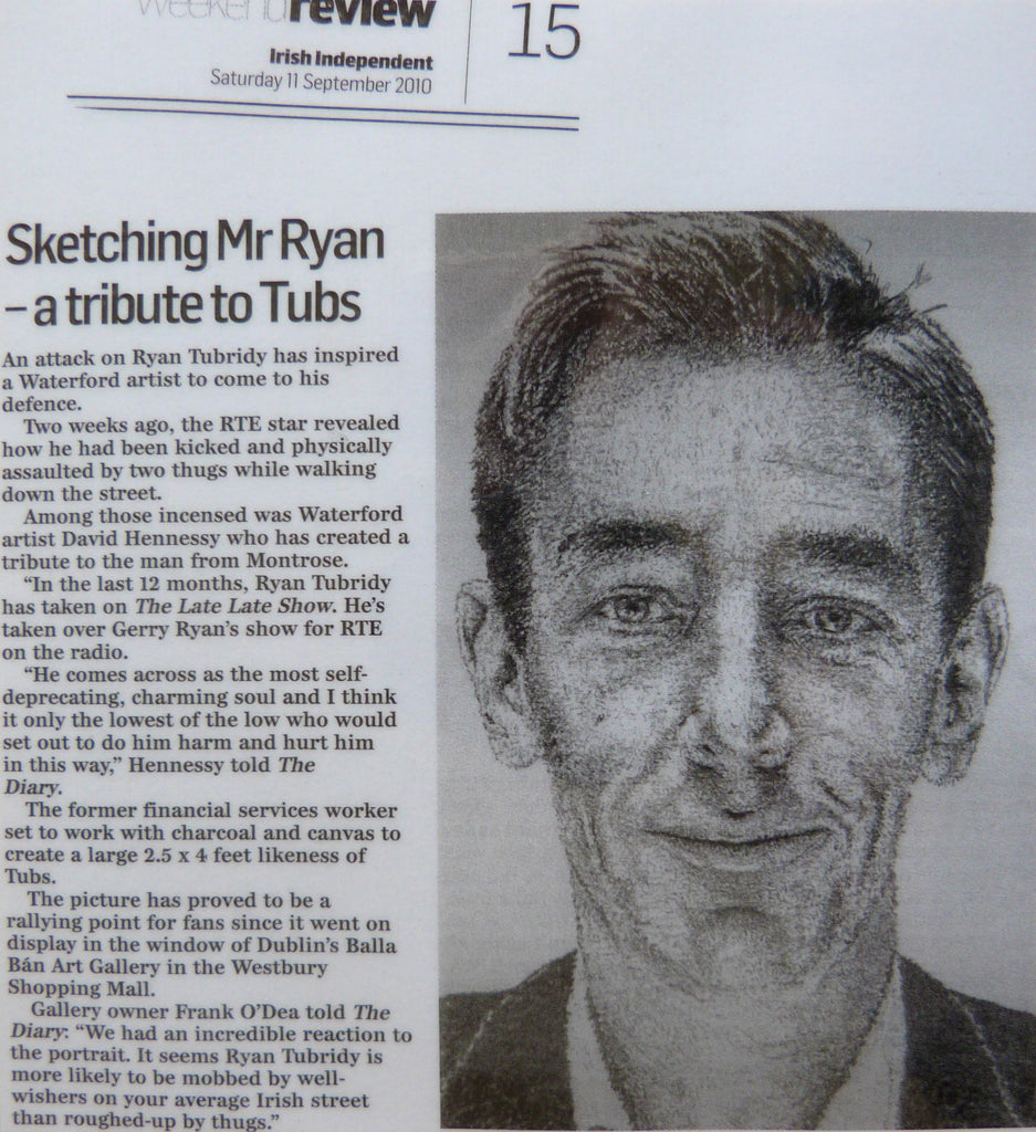 2010: SKETCHING MR RYAN - A TRIBUTE TO TUBS.  Weekend Review, Irish Independent. 11th September 2010.