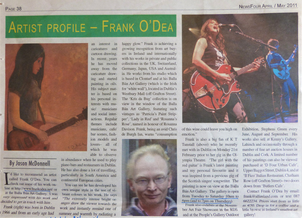 2011: ARTIST PROFILE - FRANK O'DEA. NewsFour. April/May 2011.