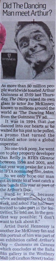 2010: Did the Dancing Man meet Arthur? The Diary, Irish Independent, September 25th, 2010.