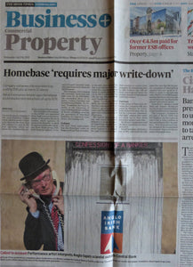 2013: CALLED TO ACCOUNT: PERFORMANCE ARTIST INTERPRETS ANGLO TAPES SCANDAL OUTSIDE CENTRAL BANK. The Irish Times. July 17th, 2013.