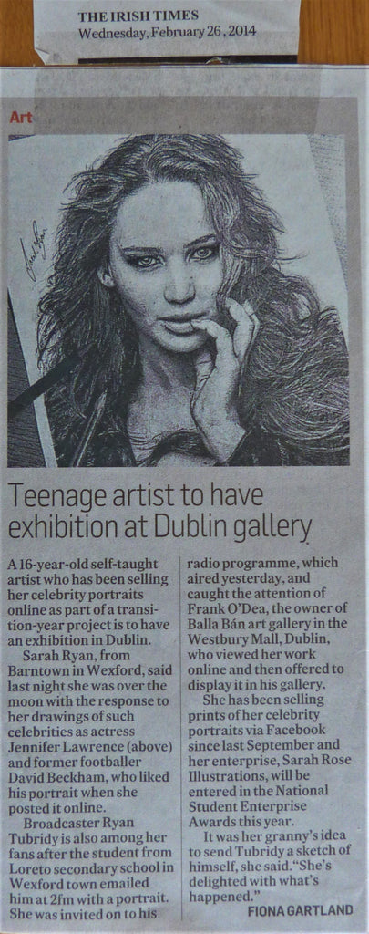 2014: TEENAGE ARTIST TO HAVE EXHIBITION AT DUBLIN GALLERY. The Irish Times. February 26th, 2014