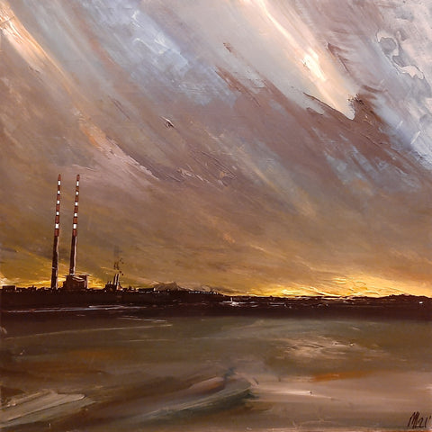 Marcel Lindsay - "Evening View of Poolbeg from Sandymount"