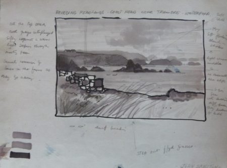 John Skelton "Coastal Scene Study" with handwritten notes