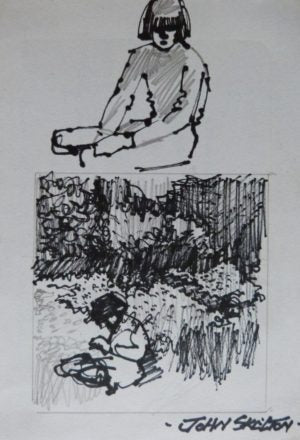 John Skelton "Study of Children in Garden"