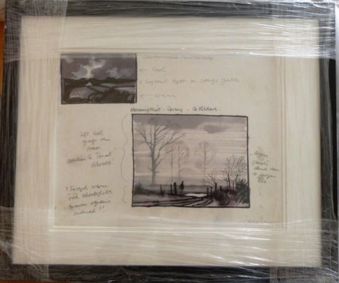 John Skelton "Connemara Landscape, Morning Mist, Co. Kildare (and handwritten notes)