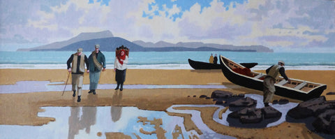 John Francis Skelton - Family Matter, Clare Island View, Mayo. Acrylic on canvas board 25x61cm