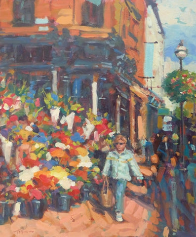 Norman Teeling "In full bloom, Flower Sellers, Grafton Street, Dublin"