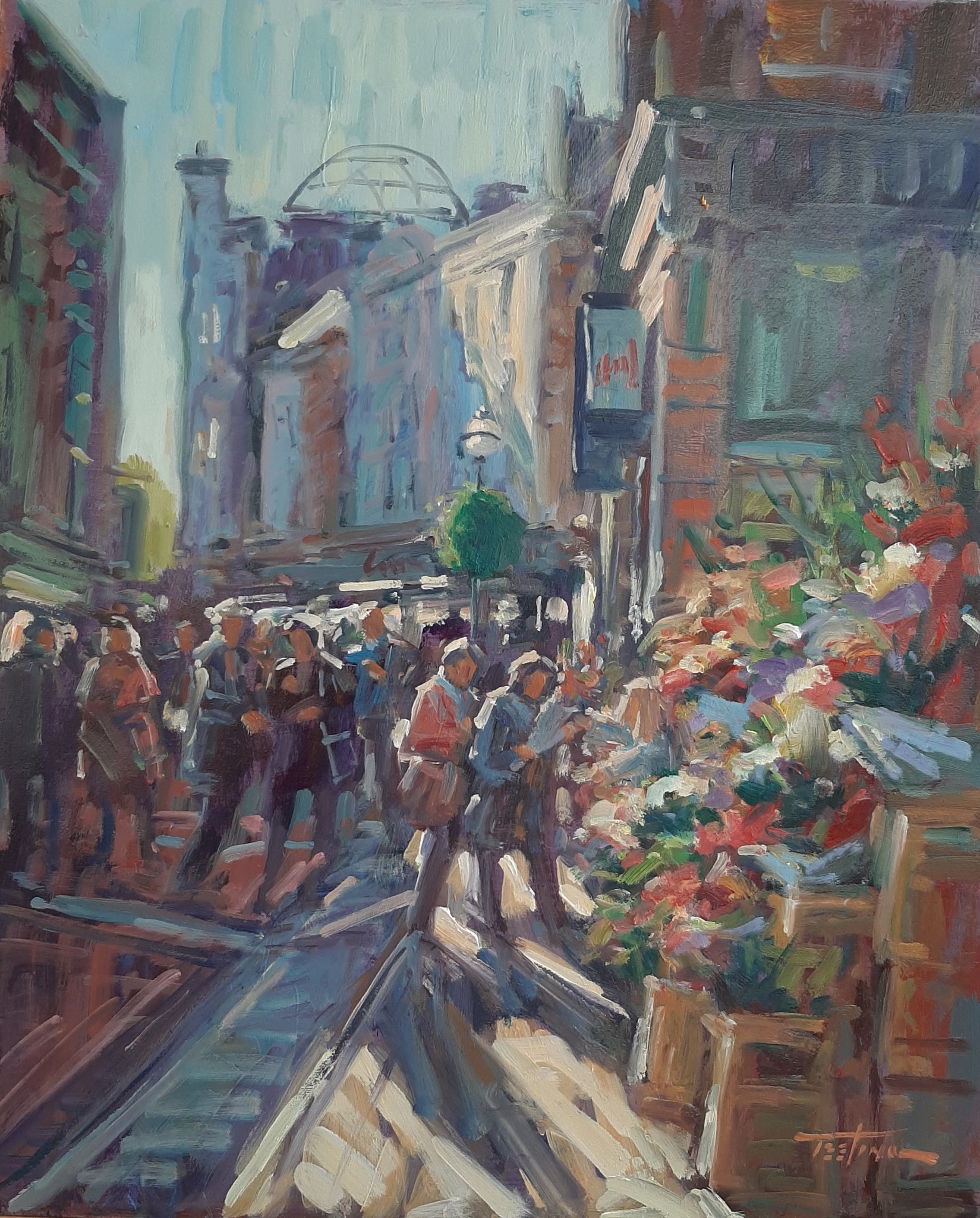 Norman Teeling  "Flower Sellers early afternoon on Grafton Street"
