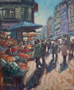 Norman Teeling "Flower Sellers on Grafton Street Dublin. Ref 5.9