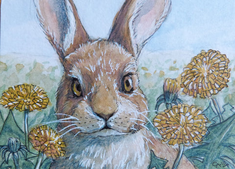 Minature - Svetlana Ledneva Schukina - "Dandelion fields - A Paradise for any Rabbit"