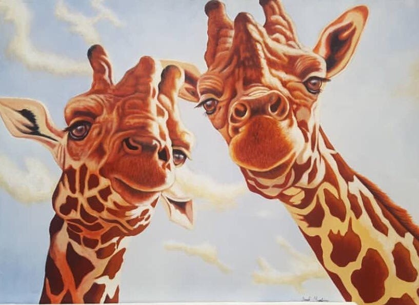 Tanzanian Art Group  "Twin Giraffes"