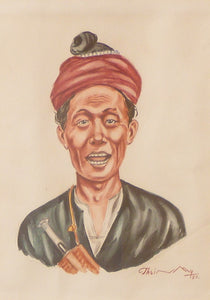 Thein Han "Burmese man wearing a Gaung Baung (traditional Burmese kerchief )"