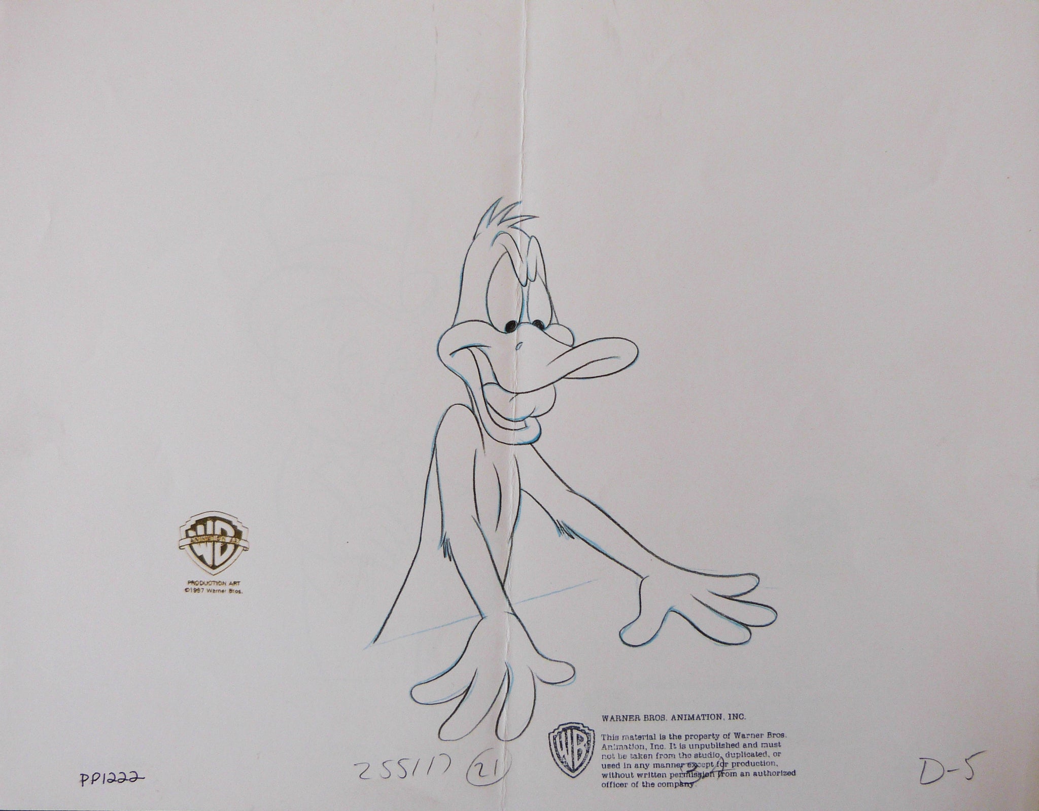 Warner Brothers Animation Artwork 1. Original Pencil Study Sketch