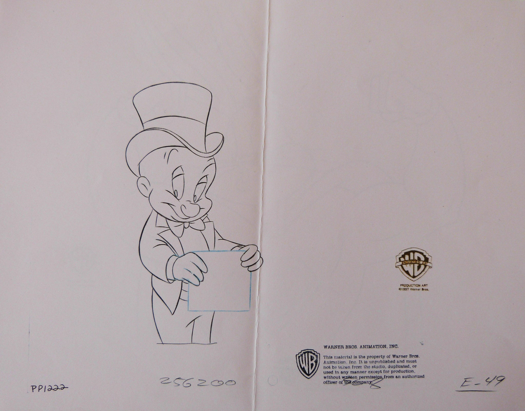 Warner Brothers Animation Artwork 2. Original Pencil Study Sketch